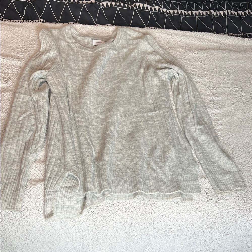 Old Navy Light Gray Ribbed Crew Neck Sweater